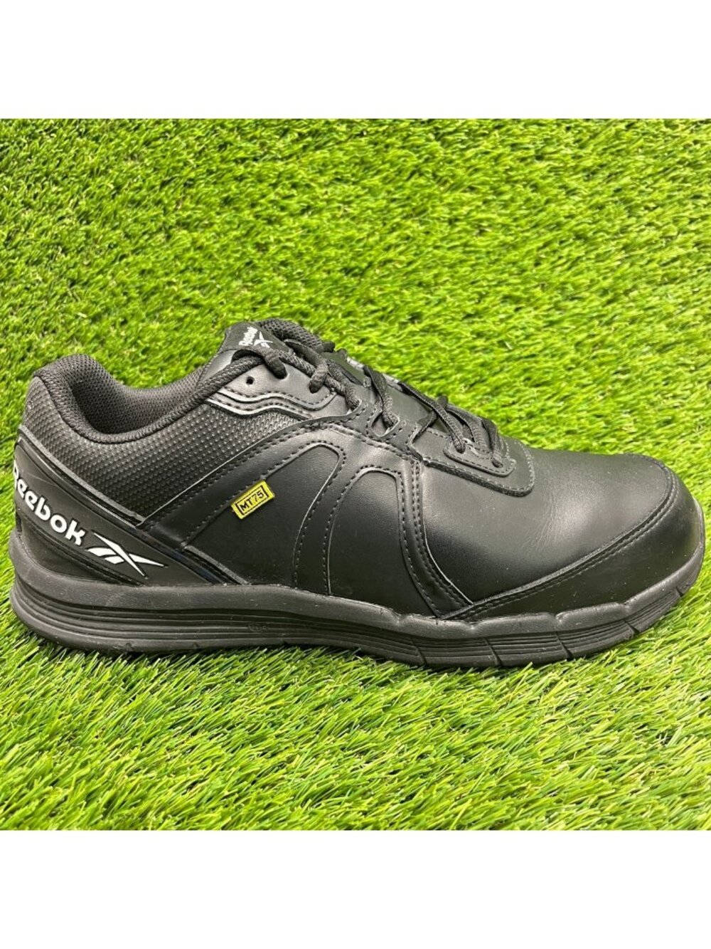 Reebok Guide SR Mens Size 10.5E Black White Leather Steel Toe Safety Work Shoes